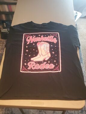 Persaya Black Tee with Pink Nashville Rodeo Graphic